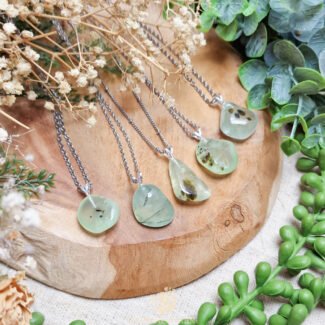 Epidoot in Prehniet Zilveren Hanger